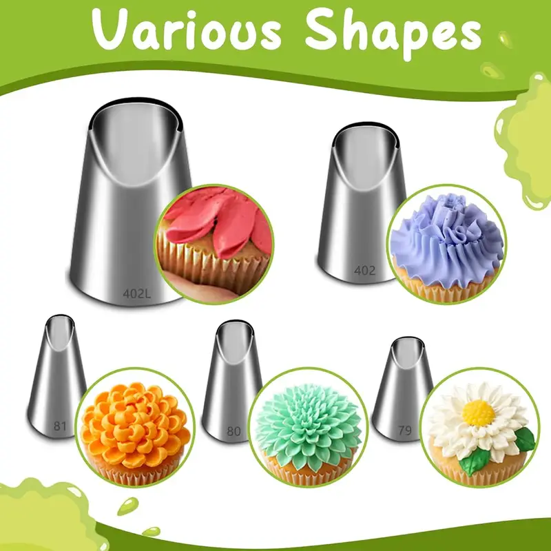 Kitchen Appliances On Sale - 5PCS Stainless Steel Piping Nozzles Set,Chrysanthemum