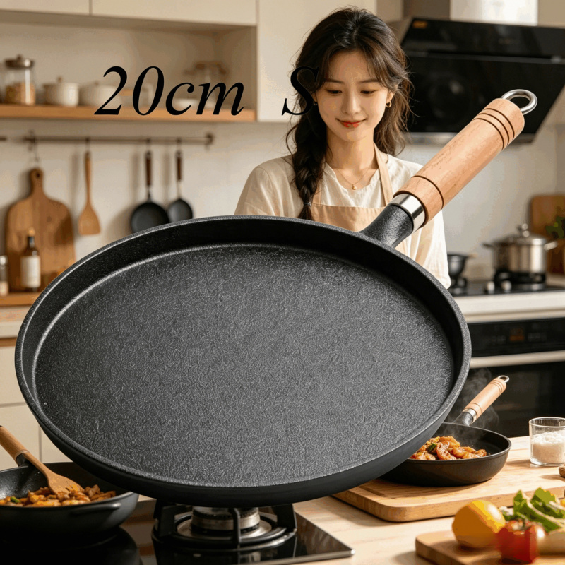 Electric Griddle Pancake - 20cm Cast Iron Skillet Wooden Handle
