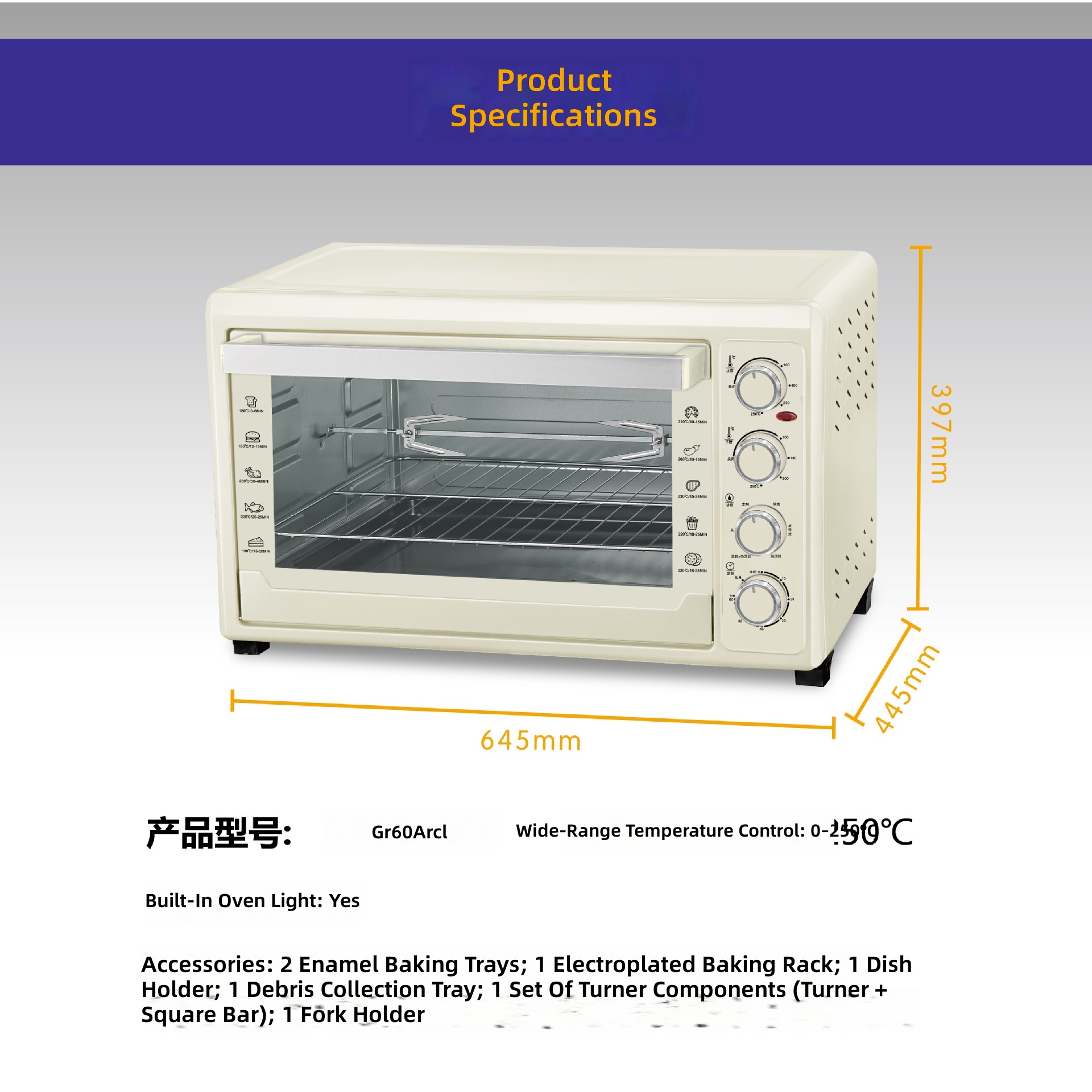 Electric Oven 60L, 4-Tier Baki - Kitchen Appliances Ideas ulasan dan harga